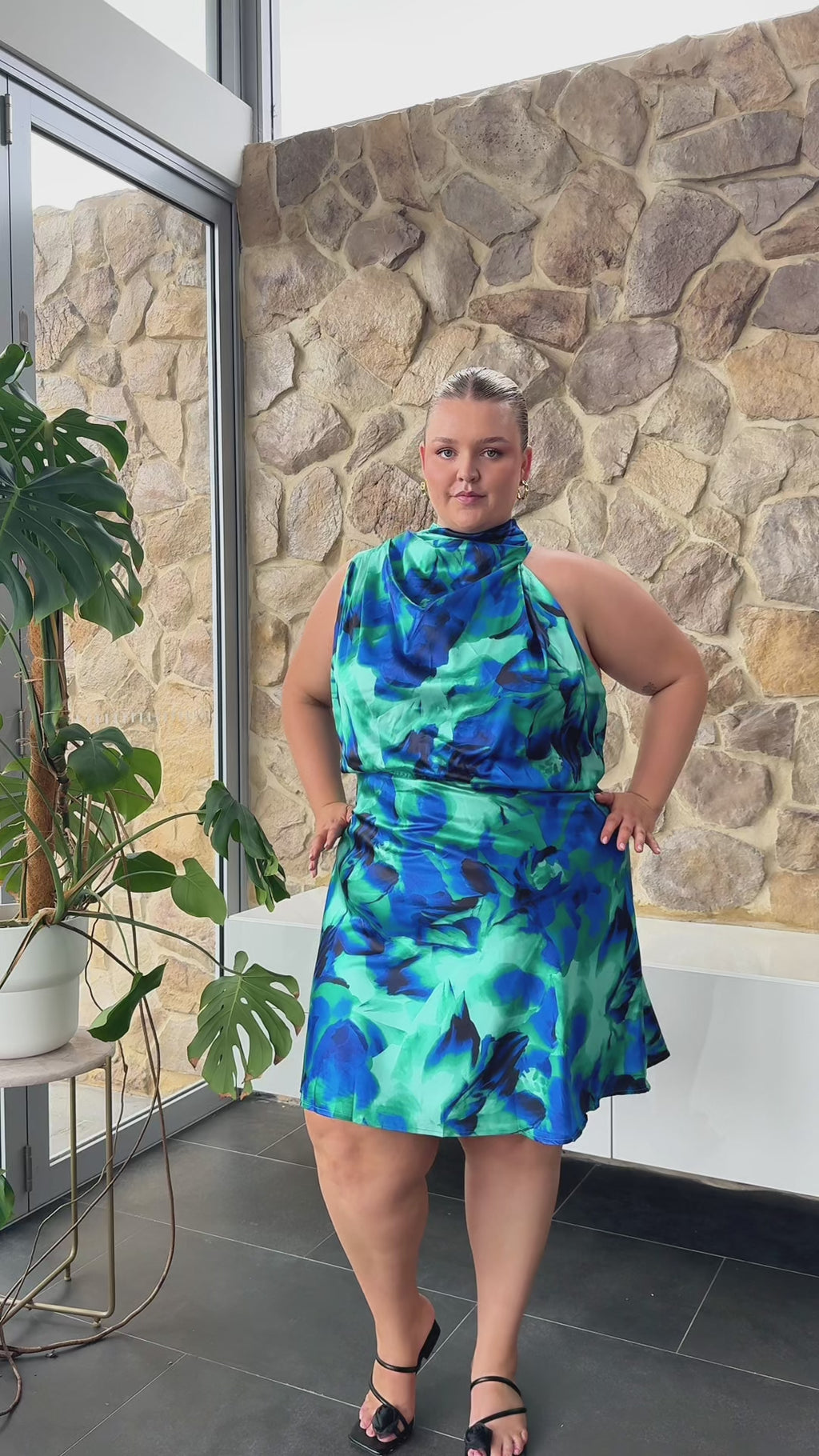 Cobero Mini Dress - Green Blue Multi Print