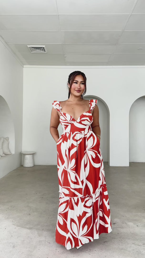 Kai Maxi Dress - Orange Print