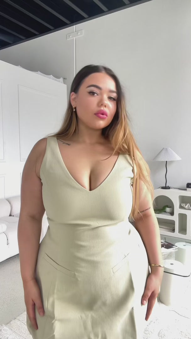 Lilou Mini Dress - Dusty Pistachio Green