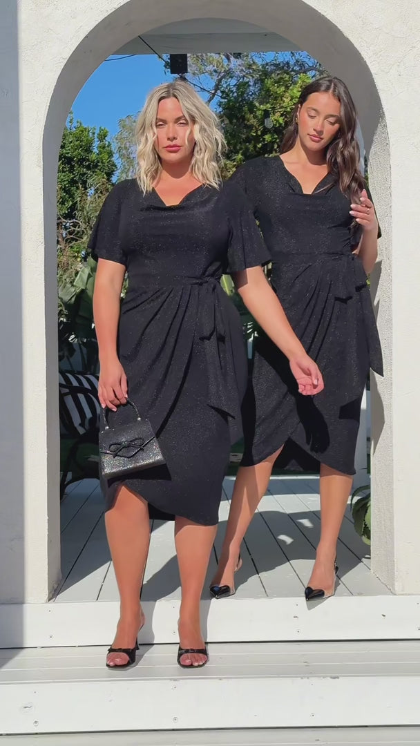 Vernot Midi Dress - Black Metallic