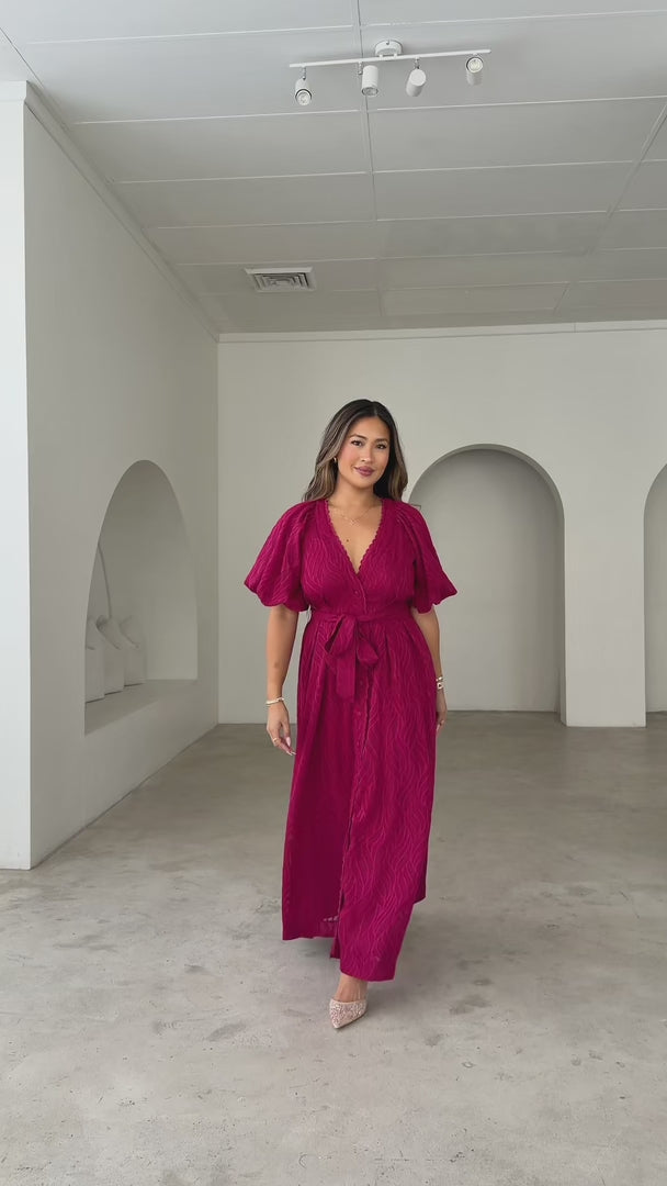 Emory Maxi Dress - Wine Texture