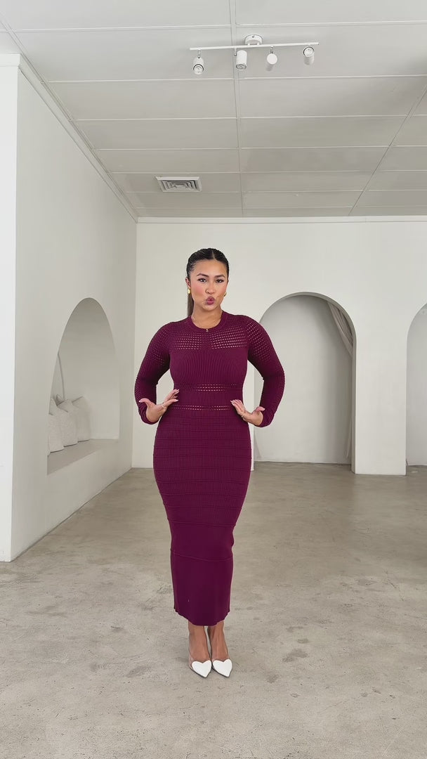 Hewitt Knit Maxi Dress - Wine Plum