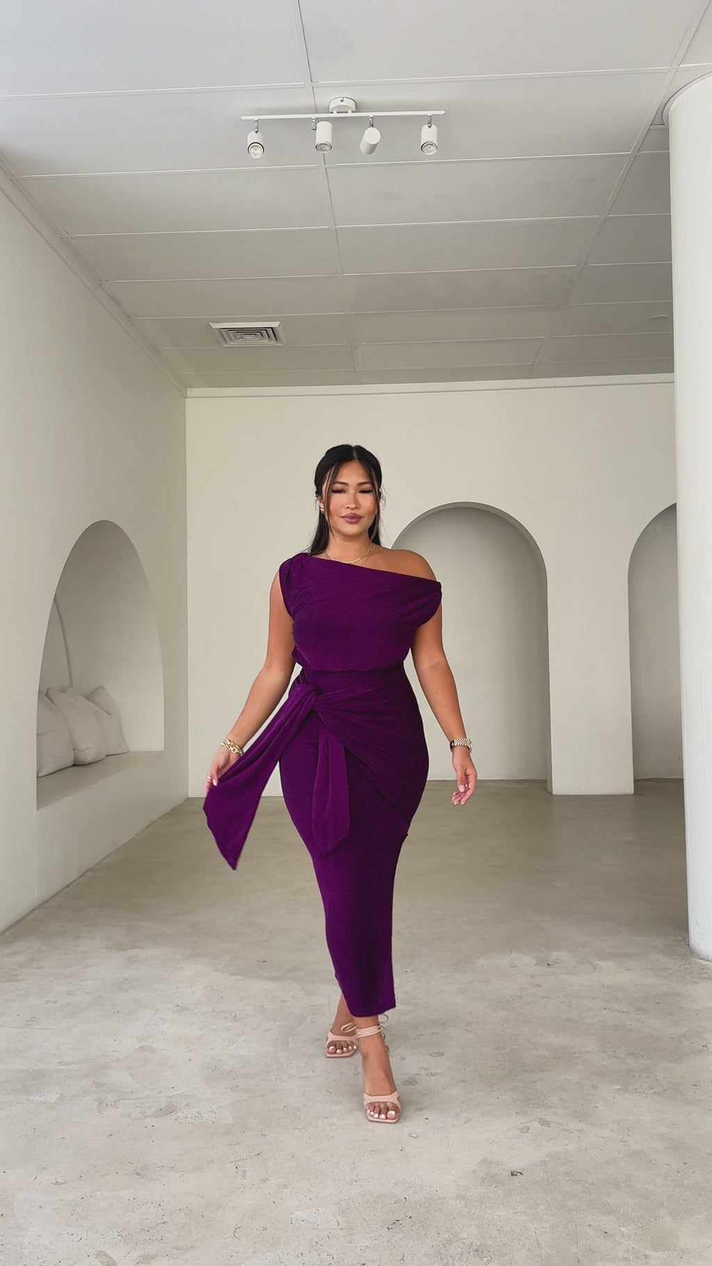 Kompre Midi Dress - Purple Metallic