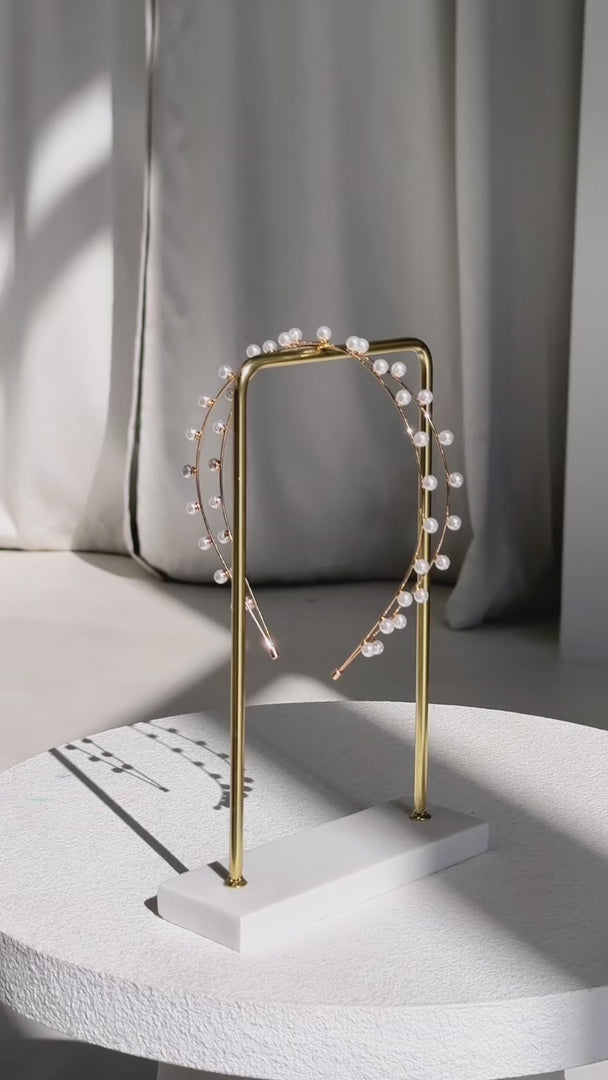 Harlow Crossover Headband - Gold Pearl