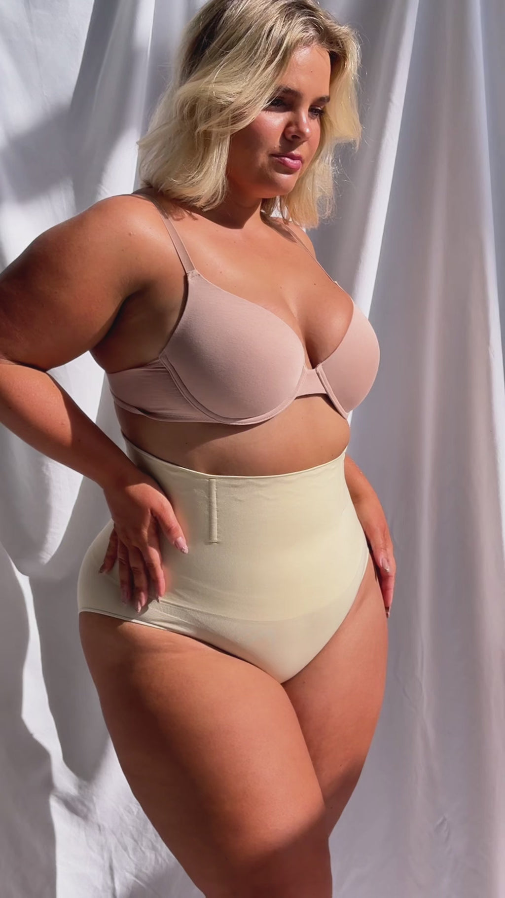 Ingrid High Waisted Boning Shapewear Briefs - Cool Nude