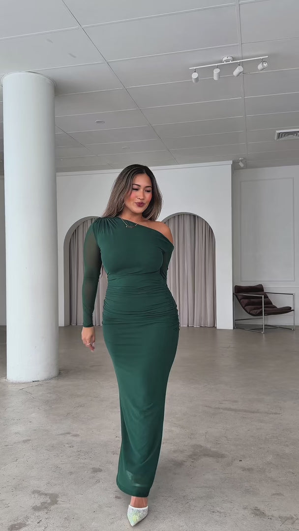 Suzette Mesh Maxi Dress - Forest Green