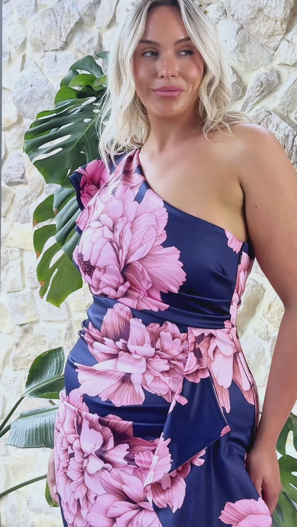 Jacee Midi Dress - Navy Pink Floral