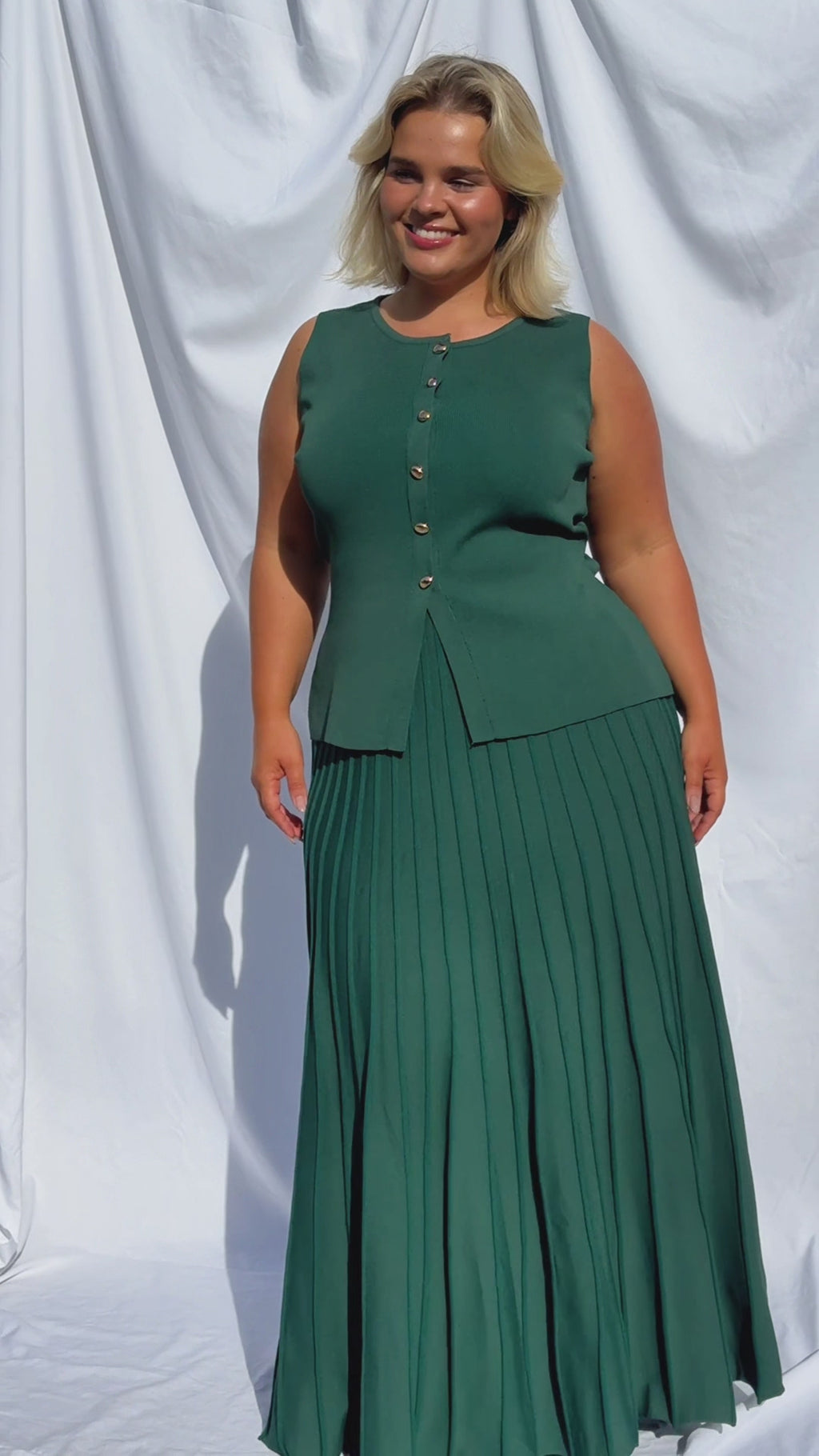 Reuben Knit Midi Skirt - Forest Green