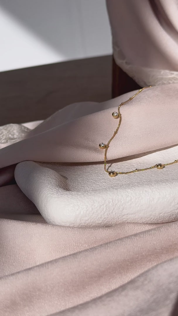 Caprina Necklace - Gold Round Diamante Drops