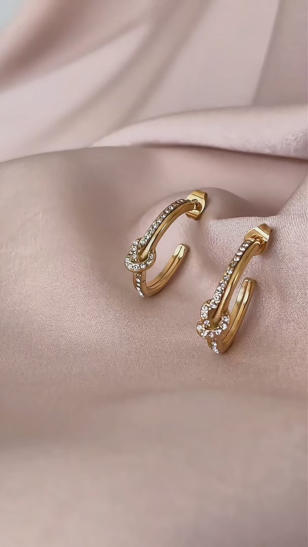 Jordie Hoop Earrings - Gold Knot Diamante