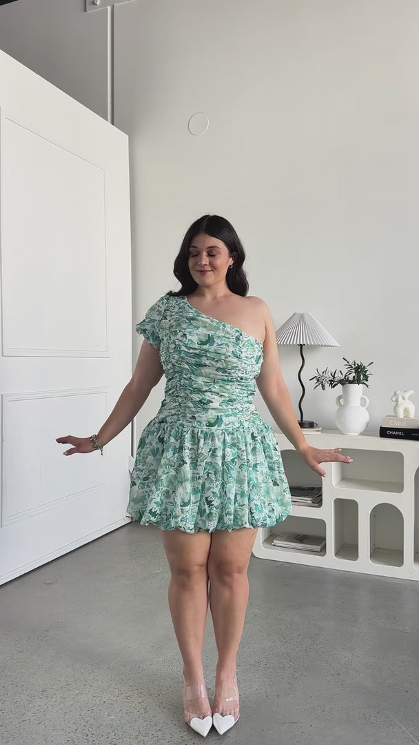 Nancie Mini Dress - Green Floral