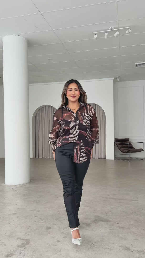 Veronica Shirt Blouse - Animal Abstract Print