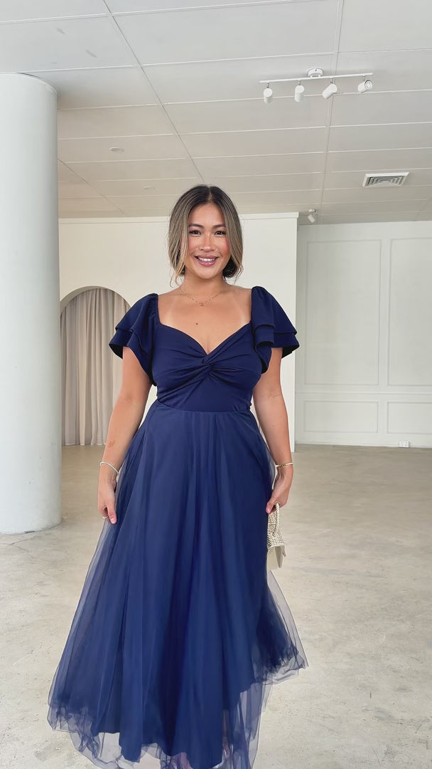 Adella Tulle Maxi Dress - Navy