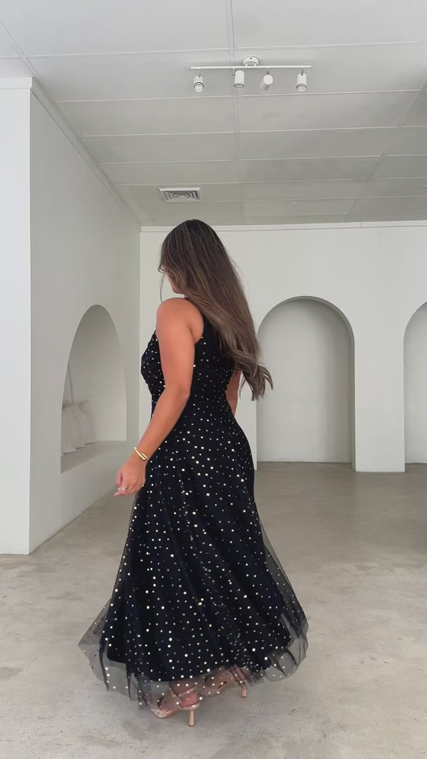 Suvi Maxi Dress - Black Gold Glitter