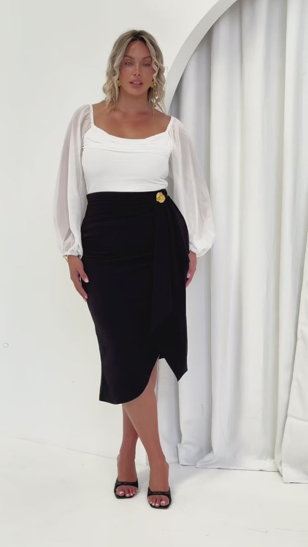 Indra Midi Skirt - Black