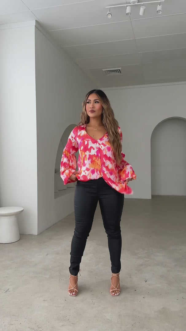 Amalla Shirt Blouse - Pink Print