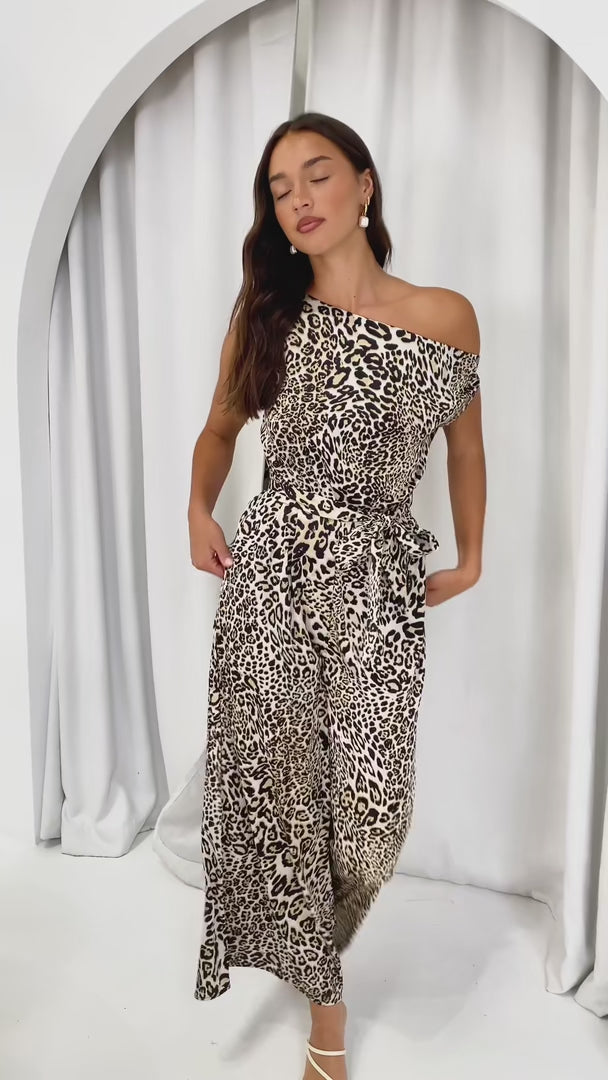 Kendrix Wide Leg Jumpsuit - Leopard Print