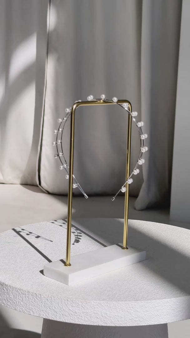 Harlow Crossover Headband - Silver Pearl