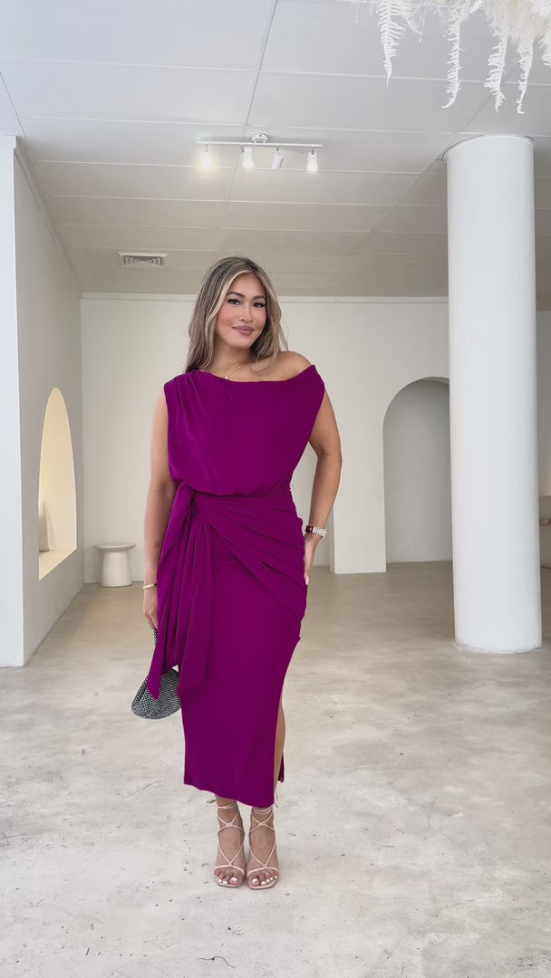 Kompre Midi Dress - Boysenberry Purple Metallic