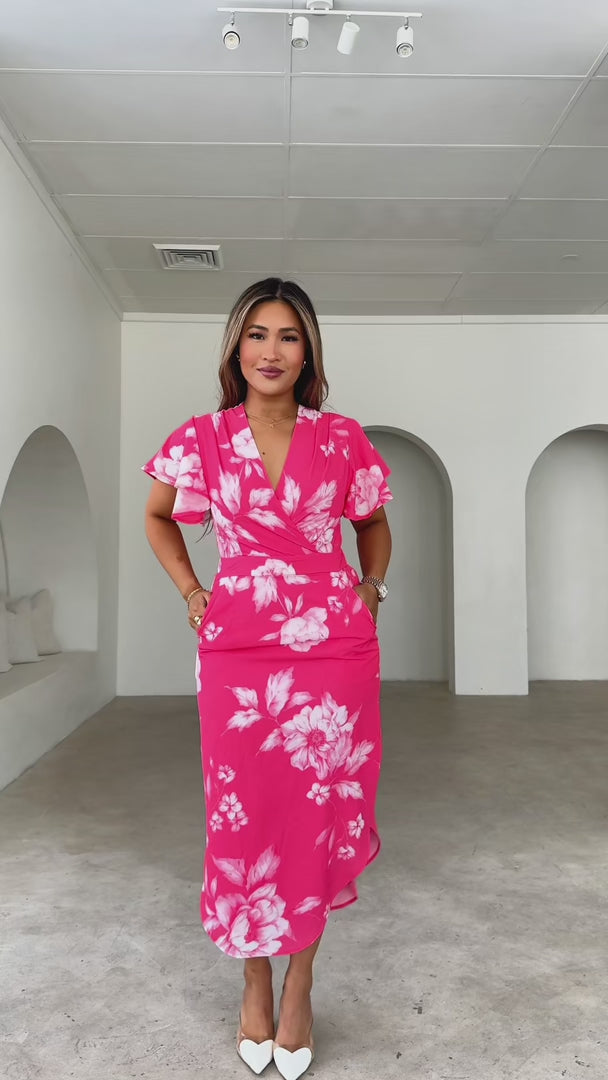 Brandy Midi Dress - Pink Floral