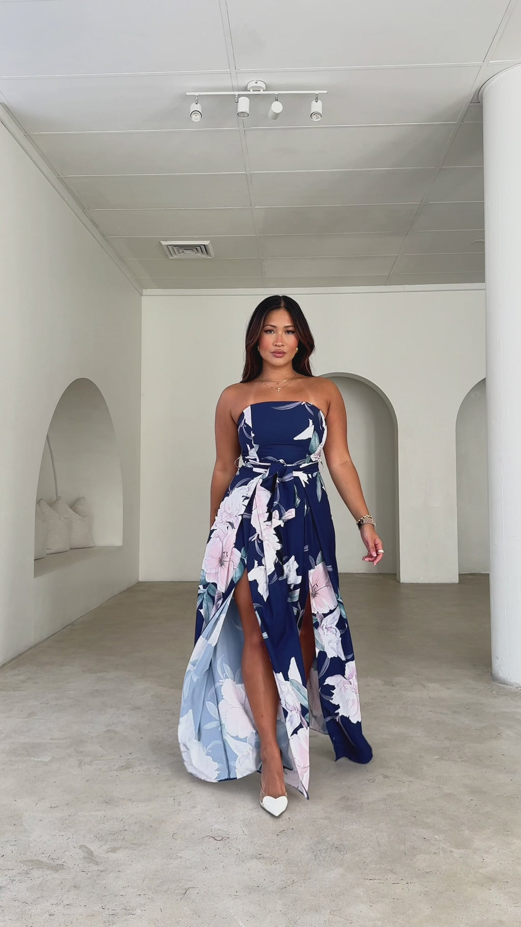 Lagoon Split Detail Jumpsuit - Navy Floral
