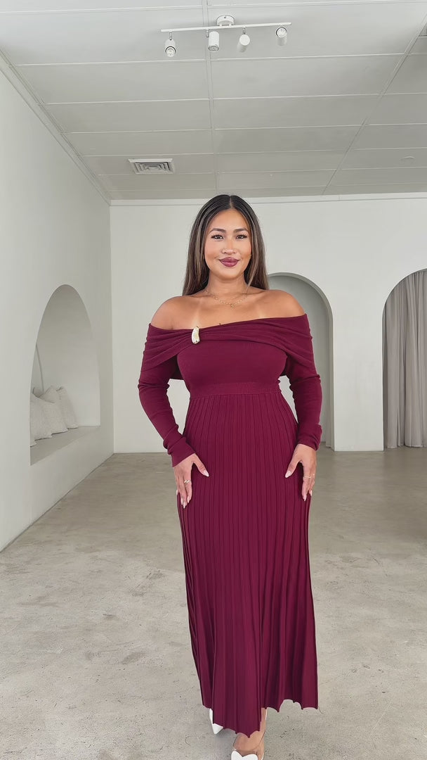 Lexie Knit Maxi Dress - Wine