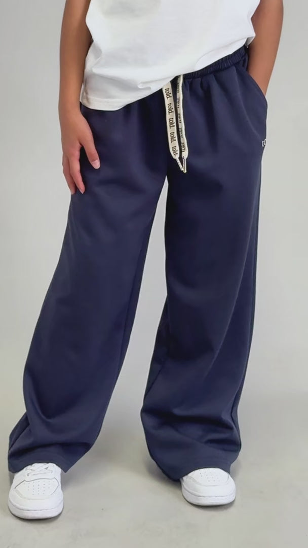 Paxon Kids Wide Leg Trackpants - Navy