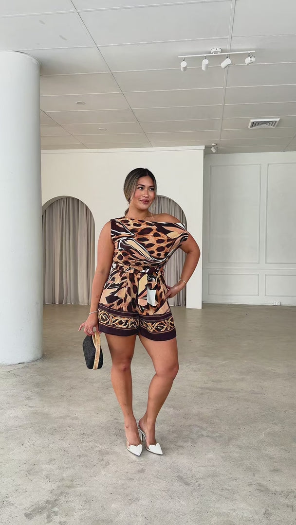 Kendrix Playsuit - Leopard Multi Print