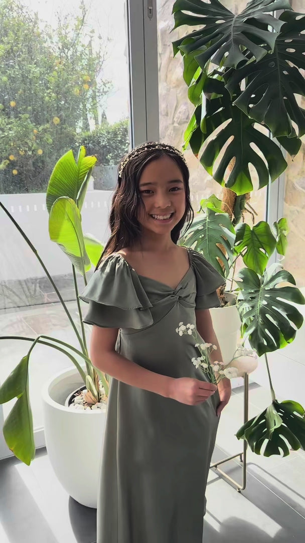 (PREORDER) In The Sky Kids Dress - Fern Green
