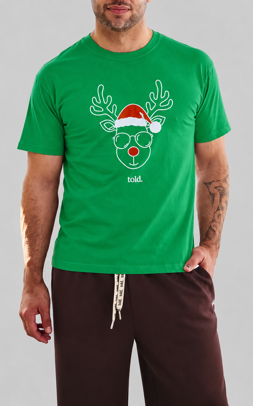 (PREORDER) Ricco Unisex Tshirt - Green Reindeer