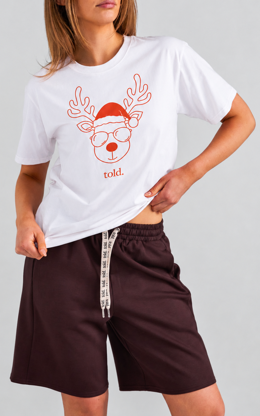 (PREORDER) Ricco Unisex Tshirt - White Reindeer