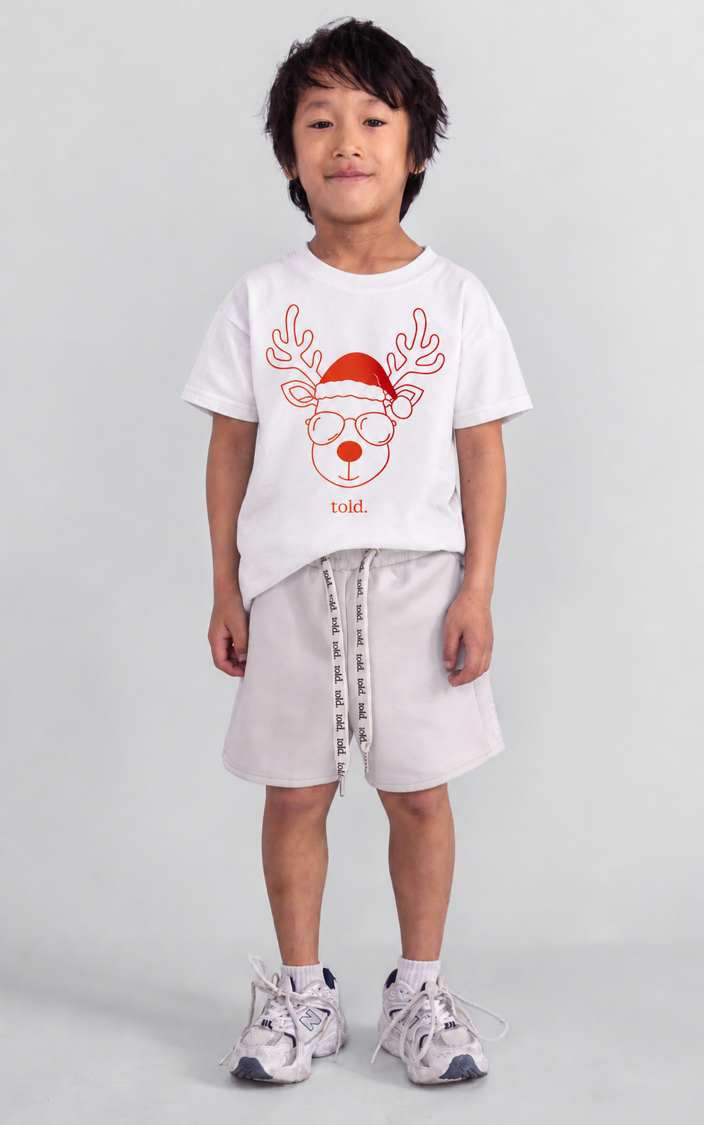 (PREORDER) Ricco Kids Tshirt - White Reindeer