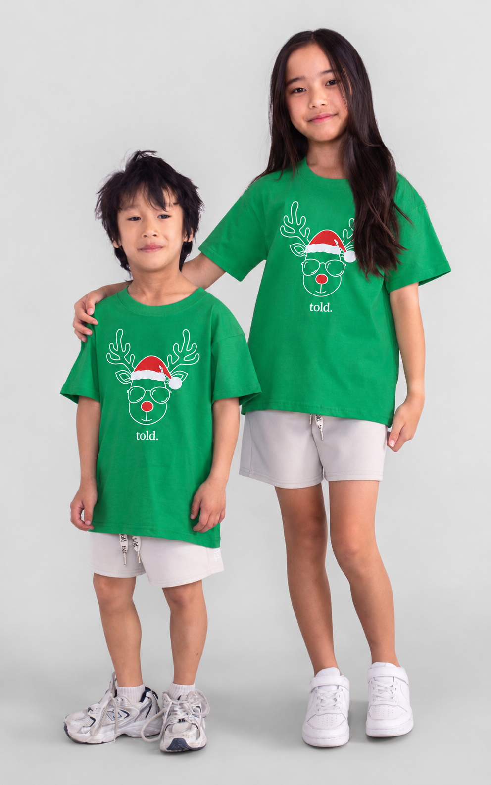 (PREORDER) Ricco Kids Tshirt - Green Reindeer