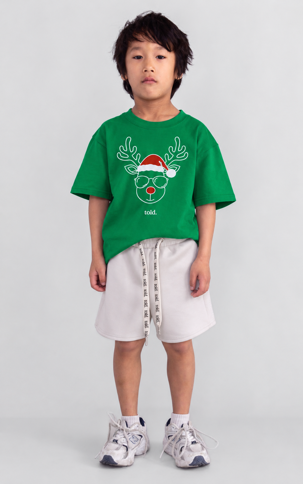(PREORDER) Ricco Kids Tshirt - Green Reindeer